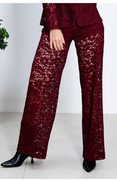 IMPERIAL FASHION - LACE HLAČE V BORDO RDEĆI BARVI