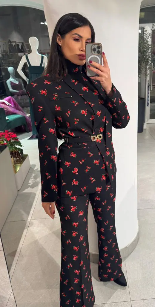 AMALFI - HLAČE S POTISKOM V ČRNI BARVI