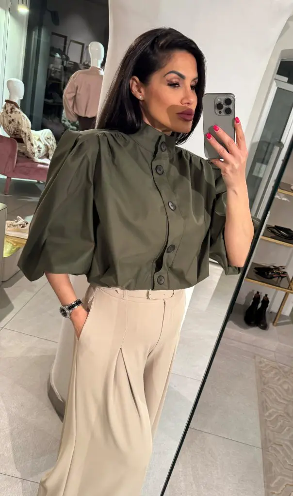 IMPERIAL FASHION - KRAJŠA BOMBAŽNA TRENCH JAKNA V ZELENI BARVI