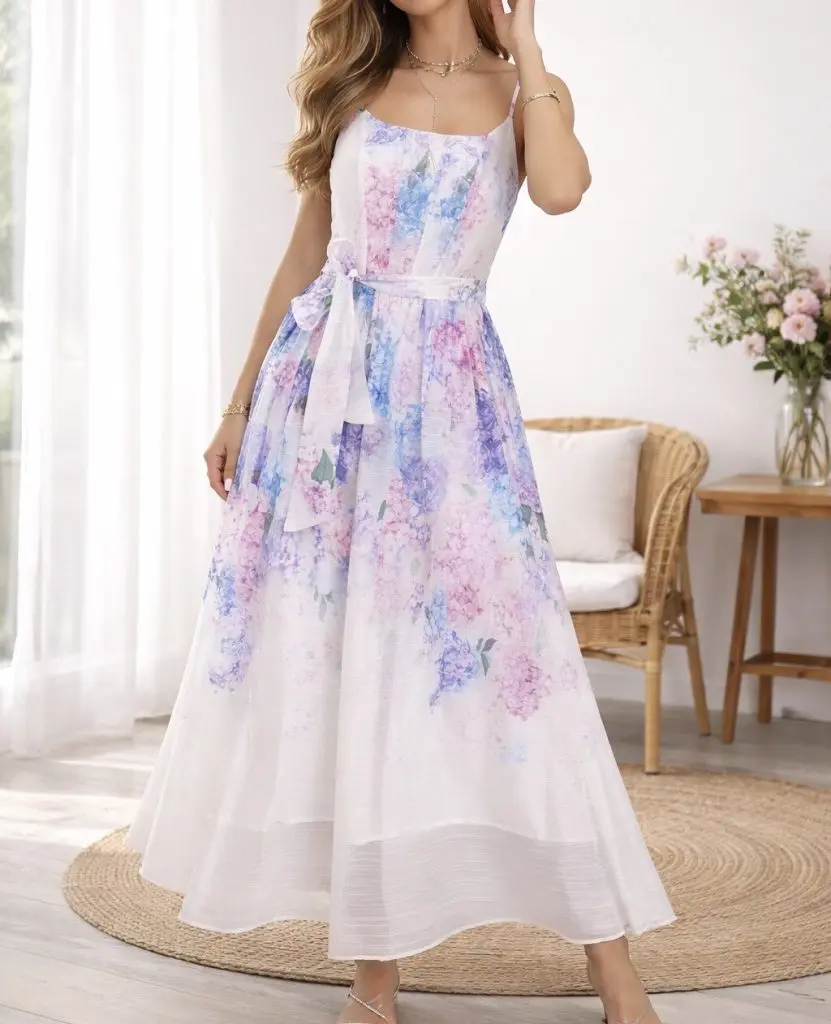 AMALFI - DALJŠA OBLEKA S FLOWER POTISKOM