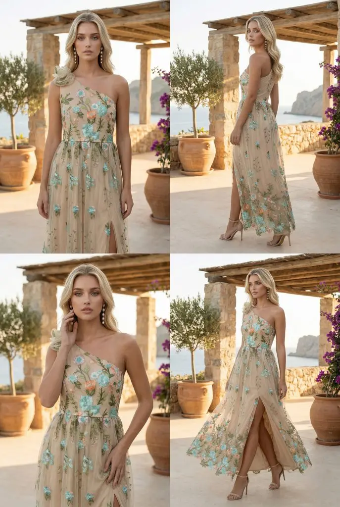 AMALFI - MAXI EMBROIDERED OBLEKA