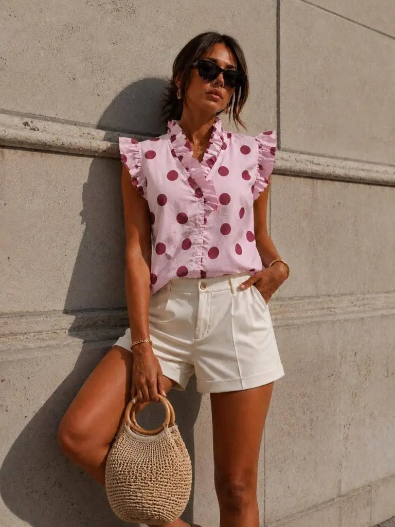 AMALFI - POLKA DOT SRAJČKA Z VOLANČKI