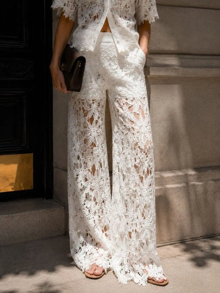 AMALFI - LACE HLAČE V BELI BARVI