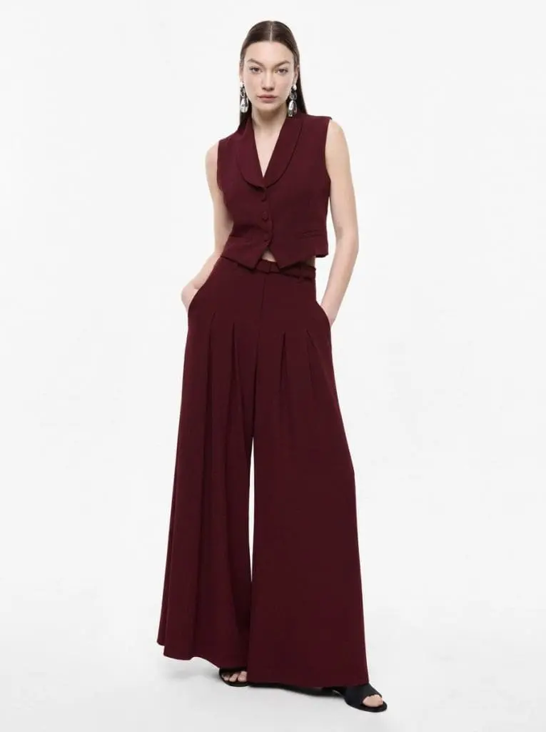 IMPERIAL FASHION - BESTSELLER PALAZZO HLAČE V BORDO BARVI