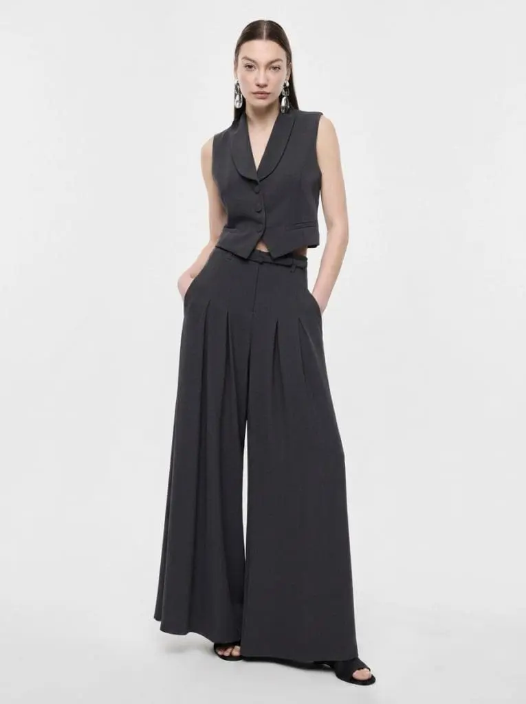 IMPERIAL FASHION - BESTSELLER PALAZZO HLAČE V TEMNO SIVI