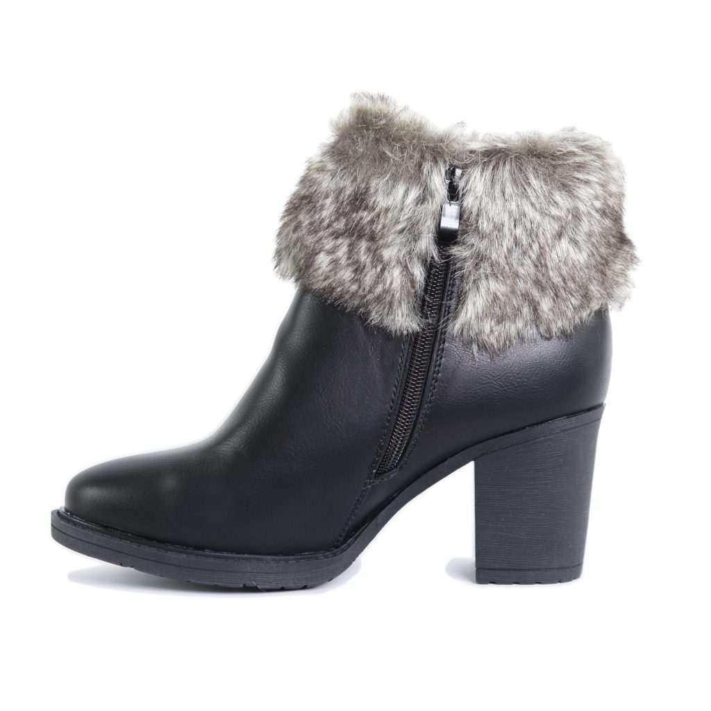Faux fur gležnarji s peto