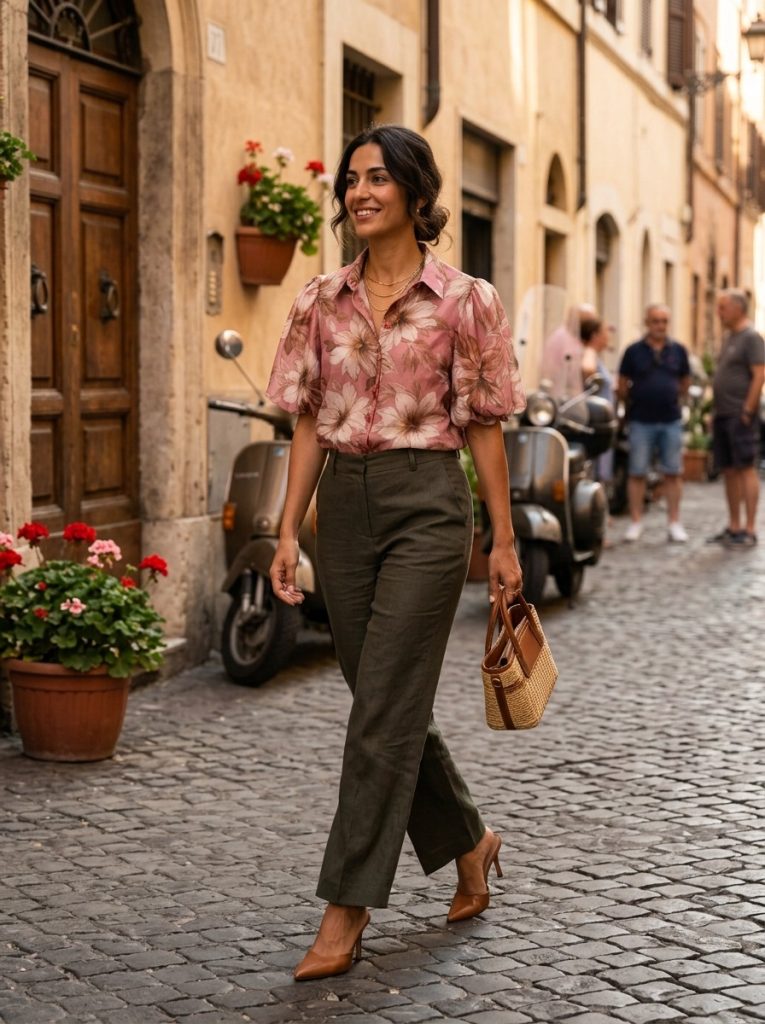 AMALFI - CVETLIČNA BLUZA S PUFF ROKAVI